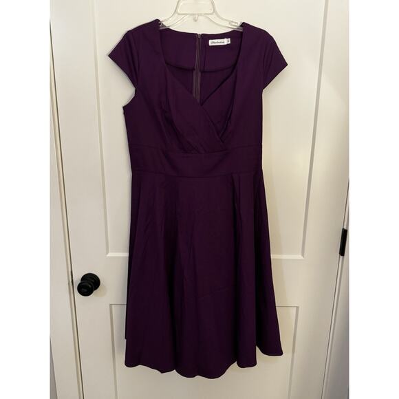 Bbonfine Dresses & Skirts - Bbonfine Dress Purple Sz XL Cap Sleeves Knee Length Fall Wedding Cocktail